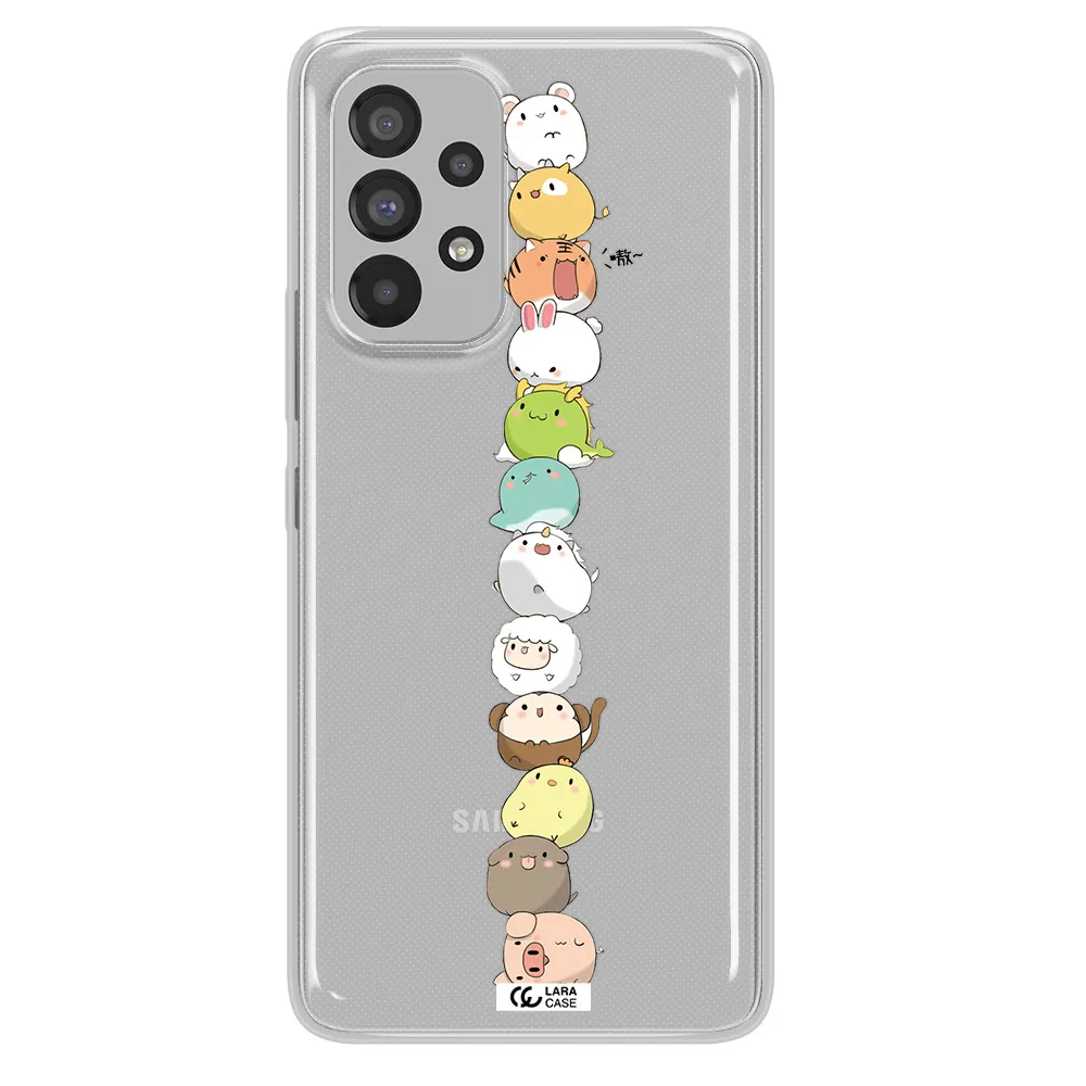 a stack of cartoon animals Samsung A73 Clear TPU Case
