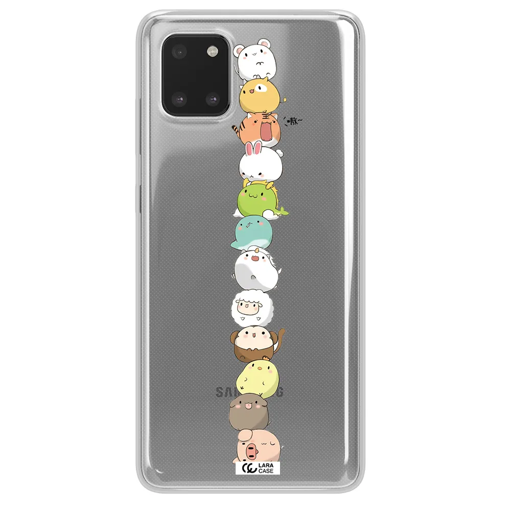 a stack of cartoon animals Samsung A81 Clear TPU Case