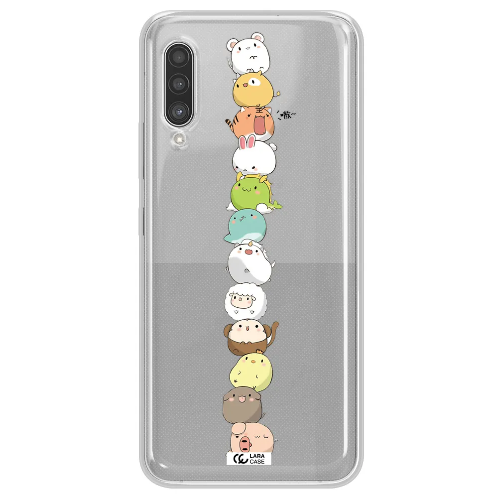 a stack of cartoon animals Samsung A90 Clear TPU Case