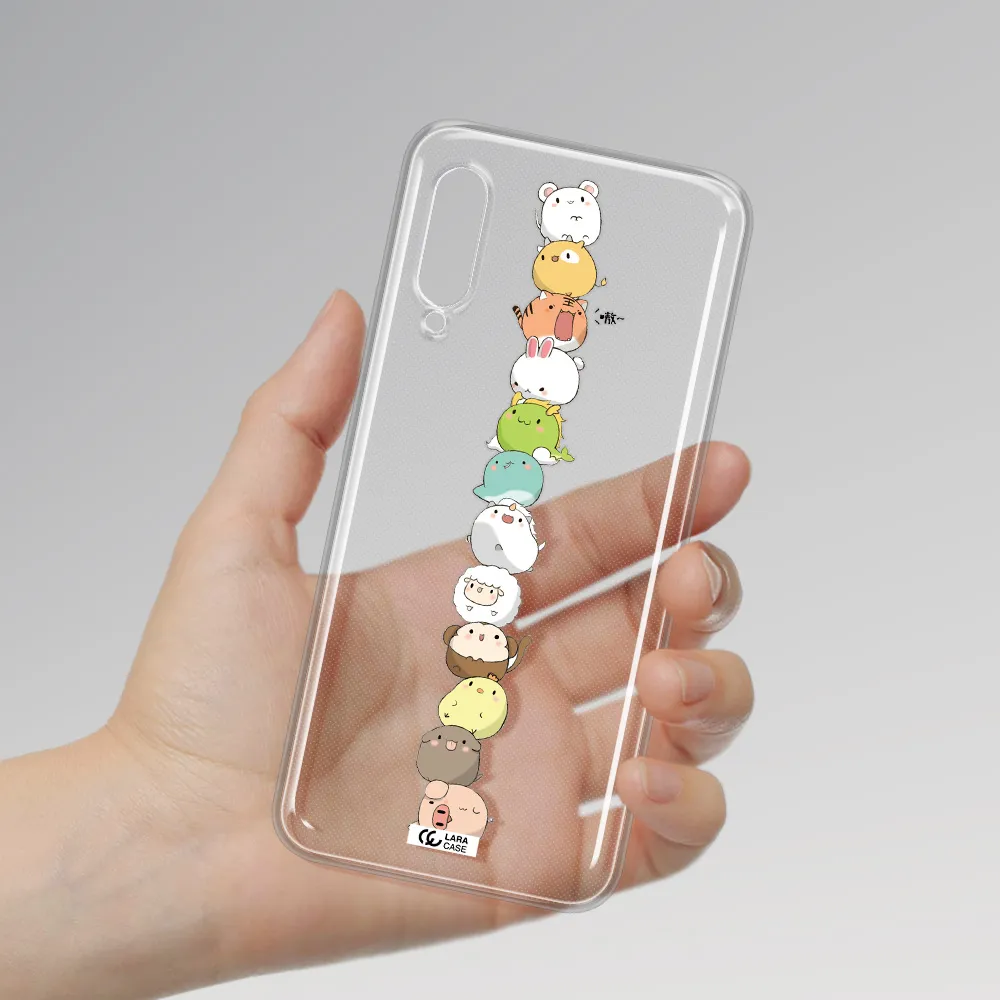 a stack of cartoon animals Samsung A90 Clear TPU Case