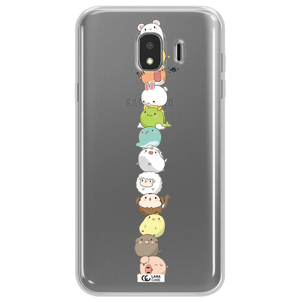 a stack of cartoon animals Samsung J4 Clear TPU Case