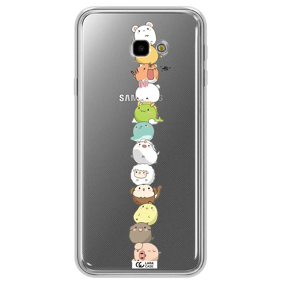 a stack of cartoon animals Samsung J4 Plus Clear TPU Case