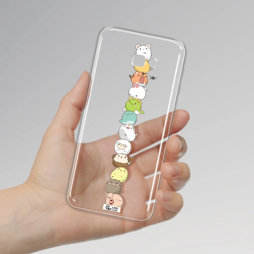 a stack of cartoon animals Samsung J4 Plus Clear TPU Case
