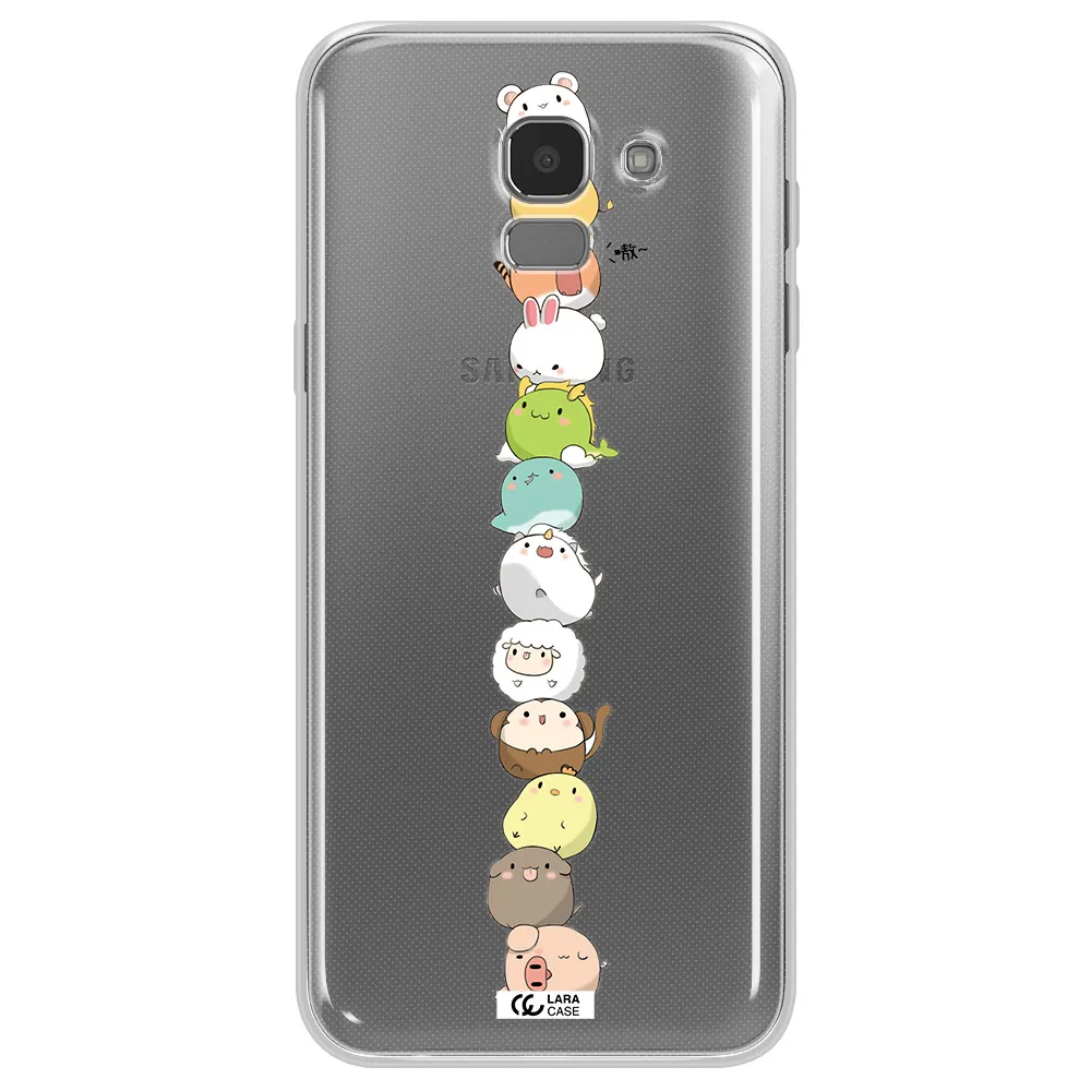 a stack of cartoon animals Samsung J6 Clear TPU Case