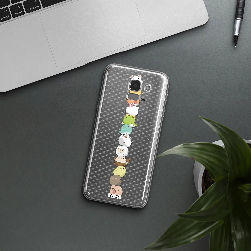a stack of cartoon animals Samsung J6 Clear TPU Case