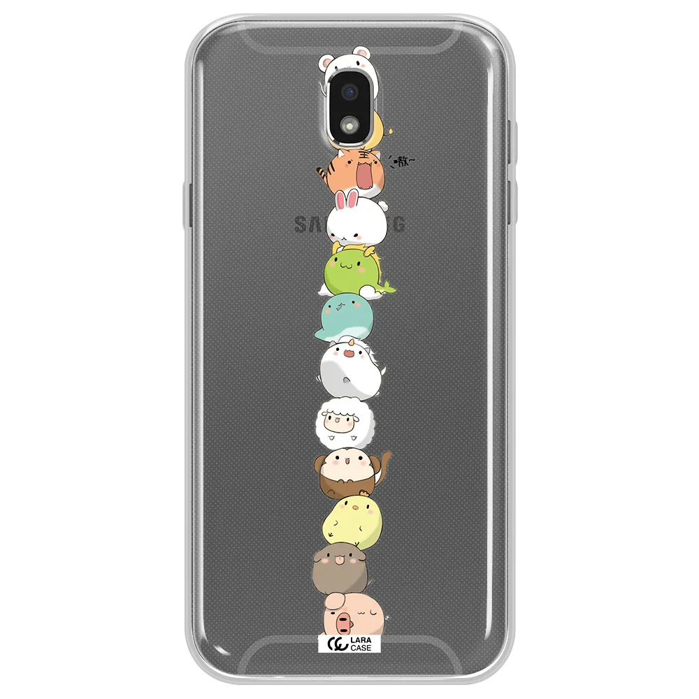 a stack of cartoon animals Samsung J7 Pro Clear TPU Case