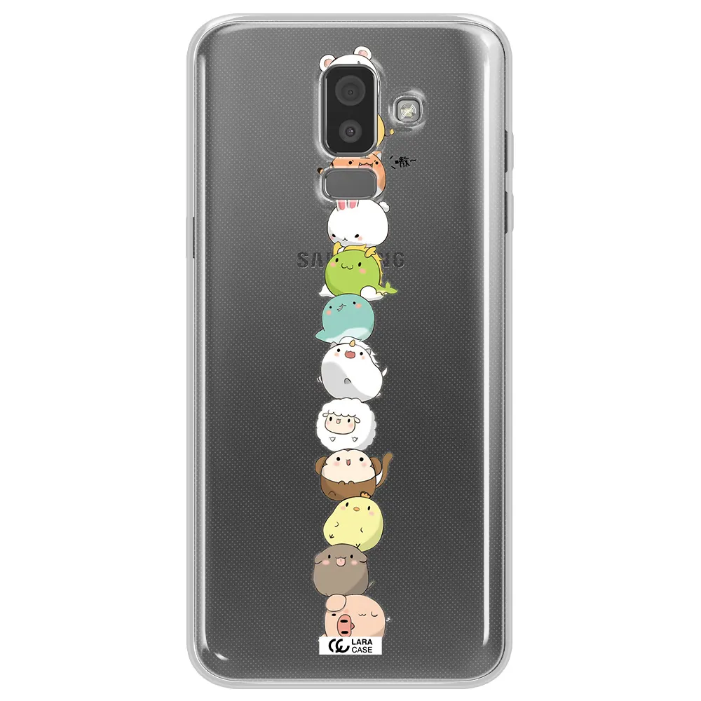 a stack of cartoon animals Samsung J8 Clear TPU Case