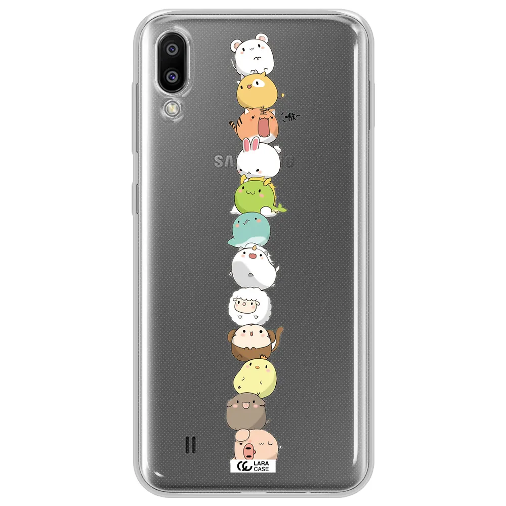 a stack of cartoon animals Samsung M10 Clear TPU Case