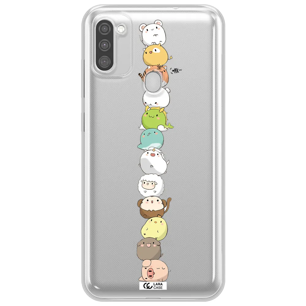 a stack of cartoon animals Samsung M11 Clear TPU Case
