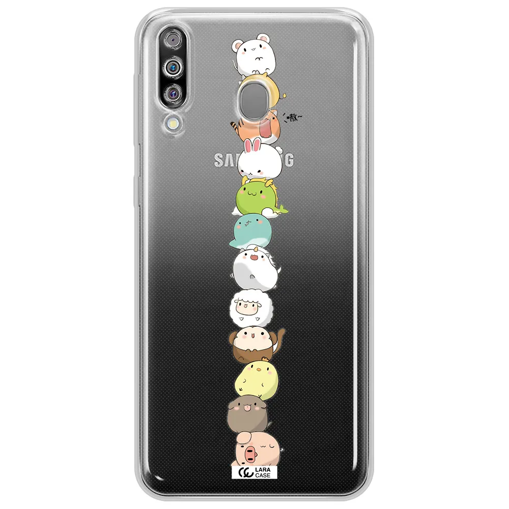 a stack of cartoon animals Samsung M30 Clear TPU Case