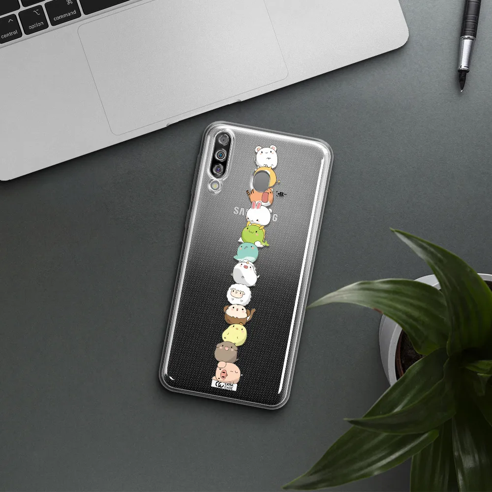 a stack of cartoon animals Samsung M30 Clear TPU Case