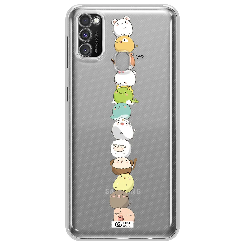 a stack of cartoon animals Samsung M30S Clear TPU Case