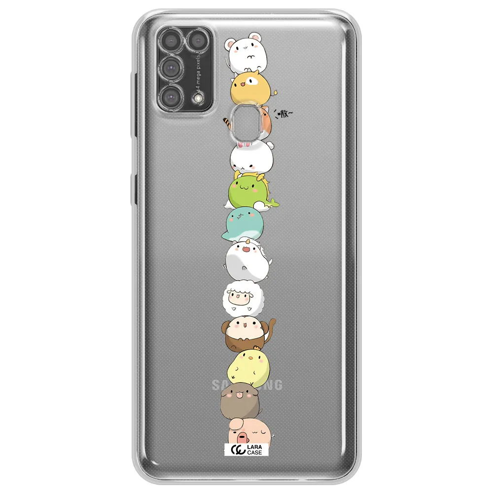 a stack of cartoon animals Samsung M31 Clear TPU Case