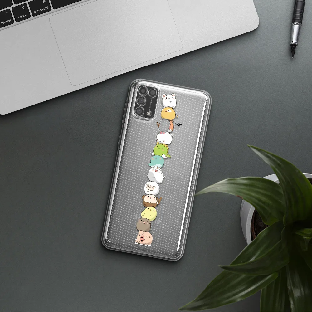 a stack of cartoon animals Samsung M31 Clear TPU Case