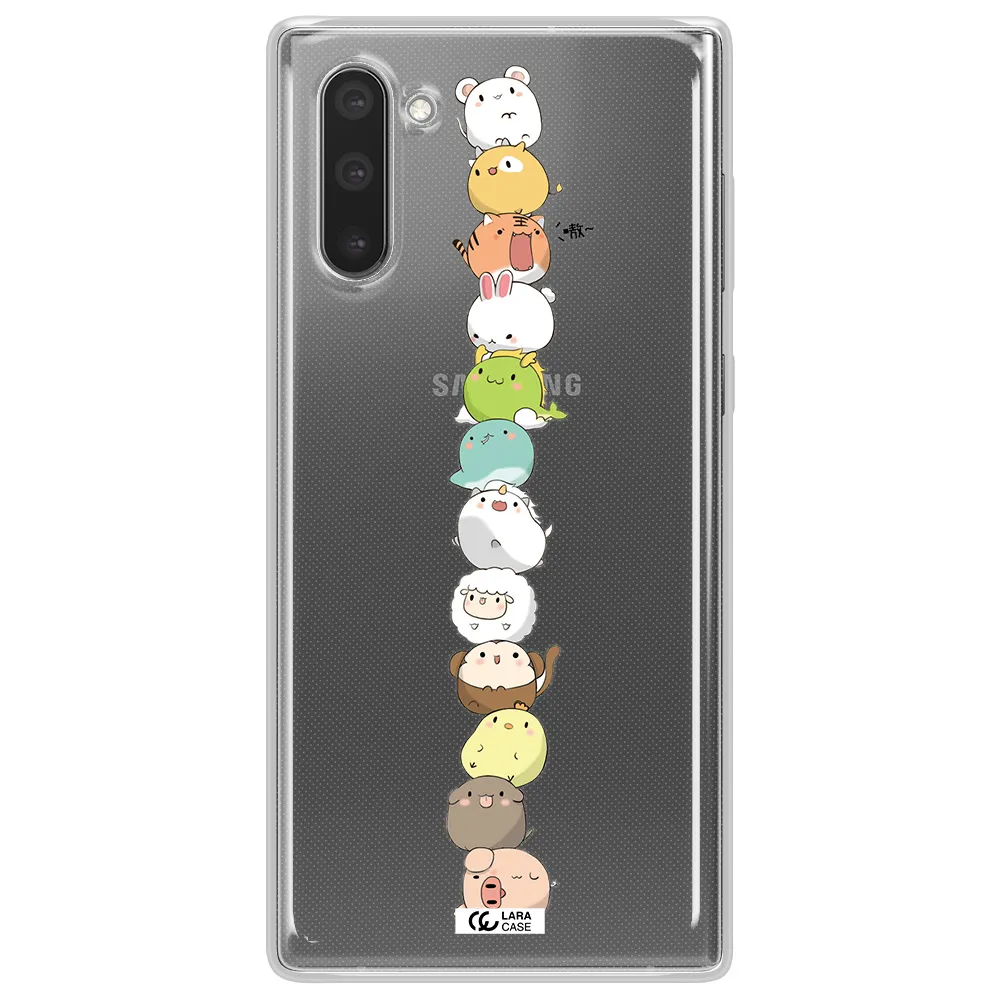 a stack of cartoon animals Samsung Note 10 Clear TPU Case