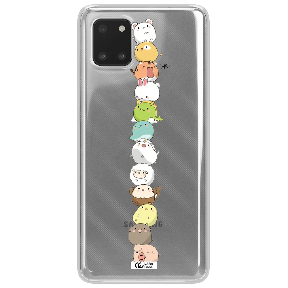 a stack of cartoon animals Samsung Note 10 Lite Clear TPU Case