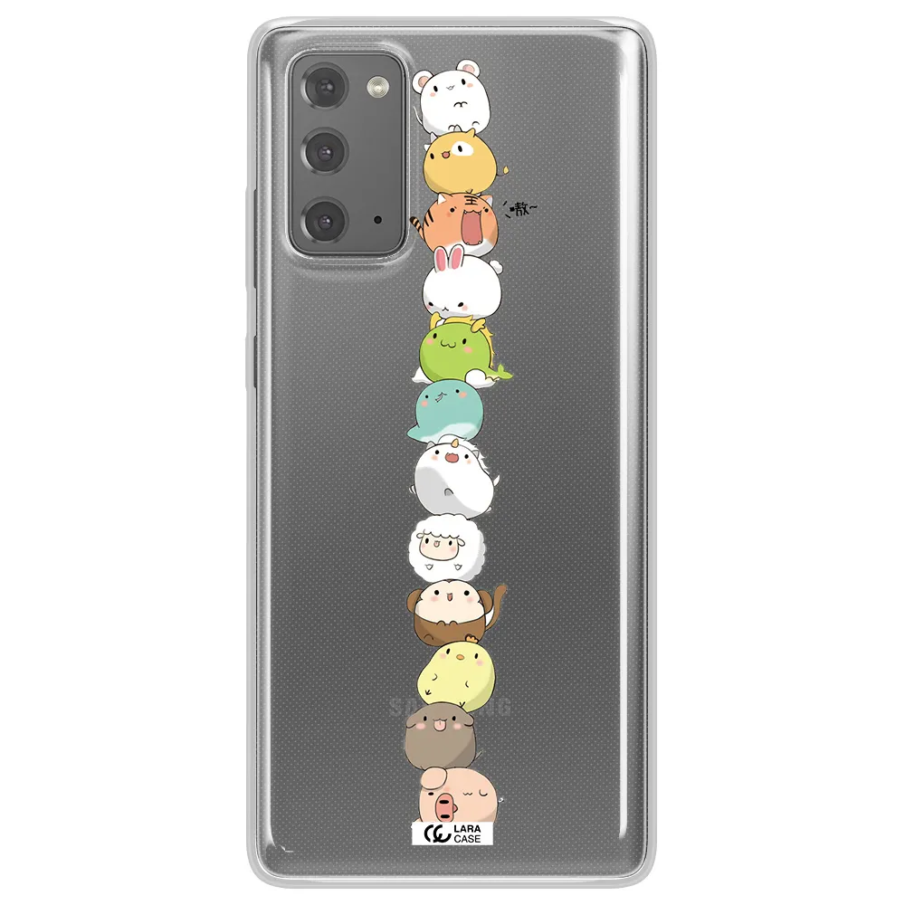 a stack of cartoon animals Samsung Note 20 Clear TPU Case