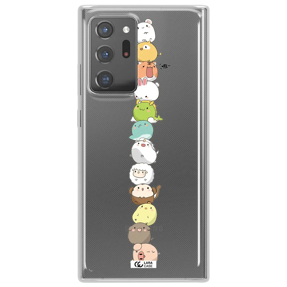 a stack of cartoon animals Samsung Note 20 Ultra Clear TPU Case