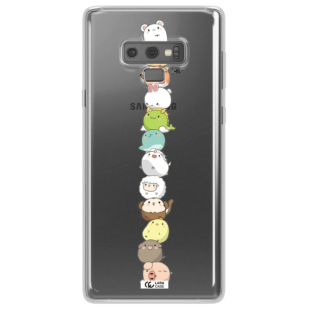 a stack of cartoon animals Samsung Note 9 Clear TPU Case