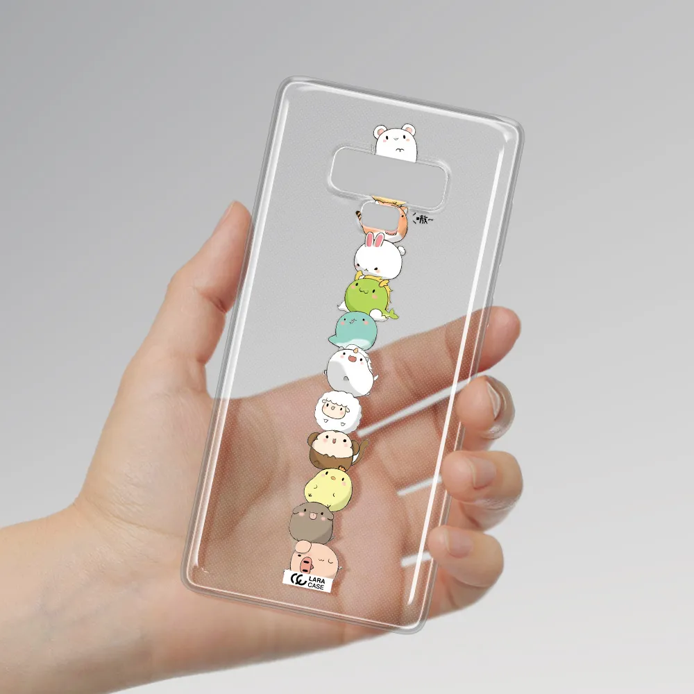 a stack of cartoon animals Samsung Note 9 Clear TPU Case