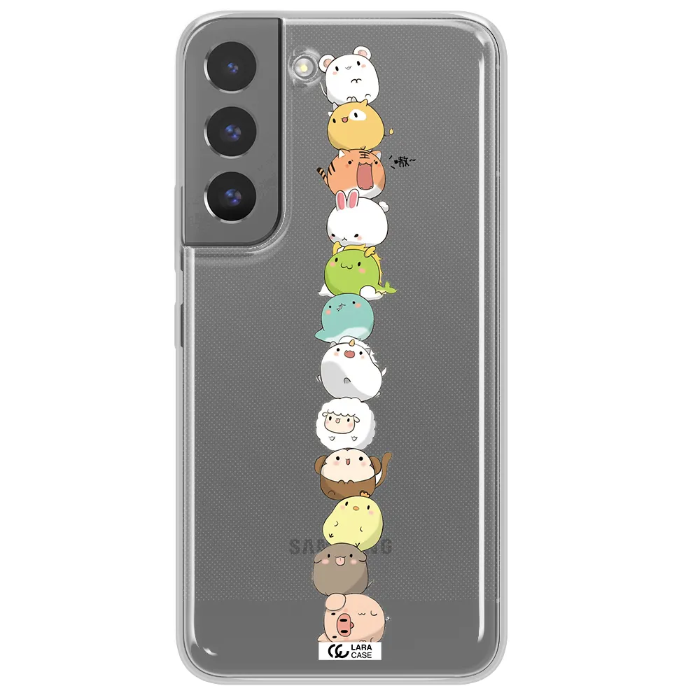 a stack of cartoon animals Samsung S 22 Plus Clear TPU Case
