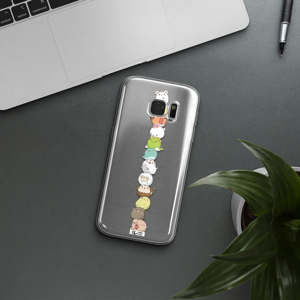 a stack of cartoon animals Samsung S 7 Clear TPU Case