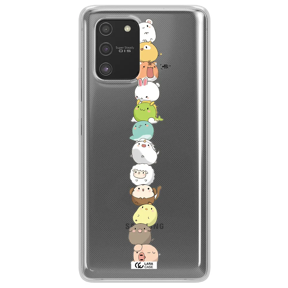 a stack of cartoon animals Samsung S10 Lite Clear TPU Case