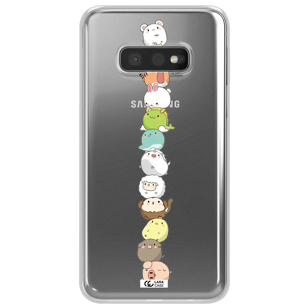 a stack of cartoon animals Samsung S10e Clear TPU Case