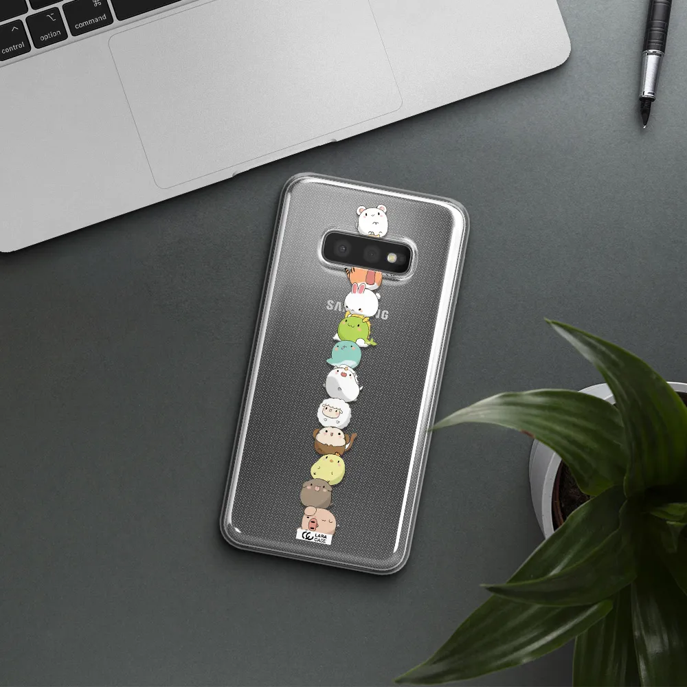 a stack of cartoon animals Samsung S10e Clear TPU Case