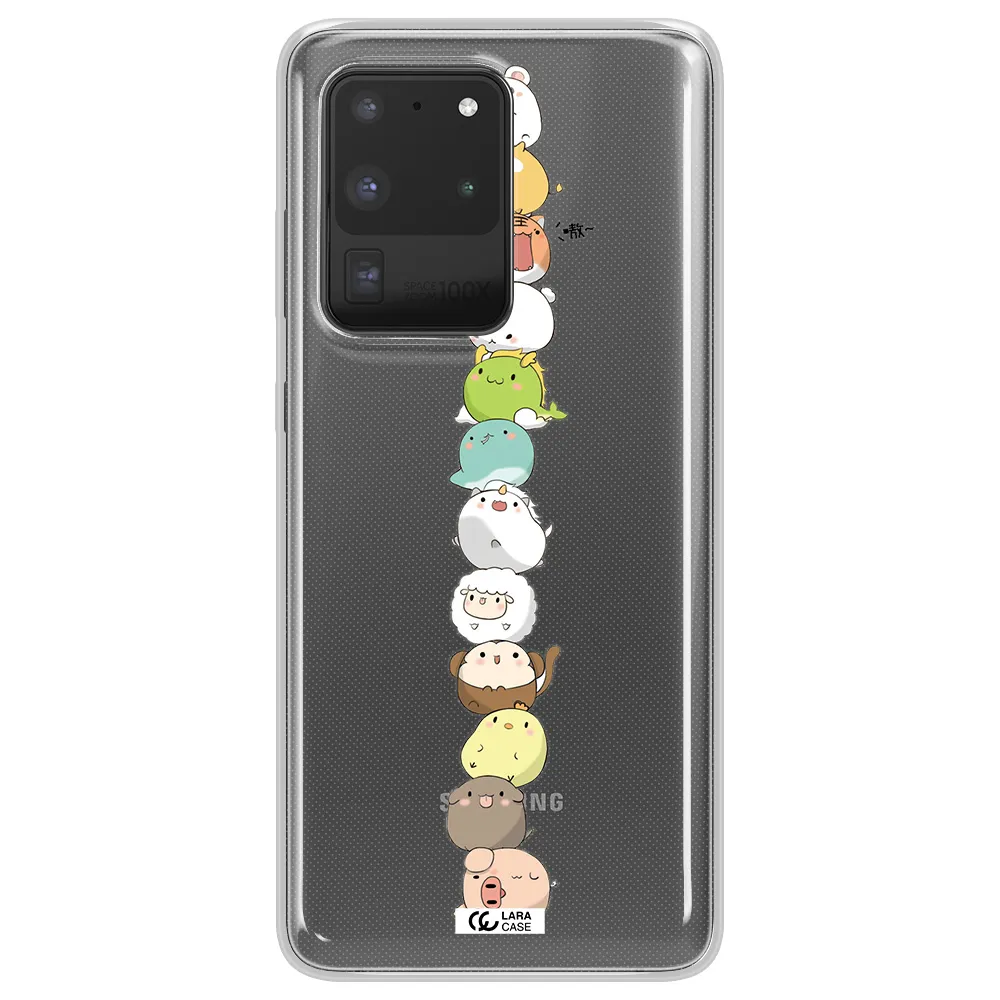 a stack of cartoon animals Samsung S20 Ultra Clear TPU Case