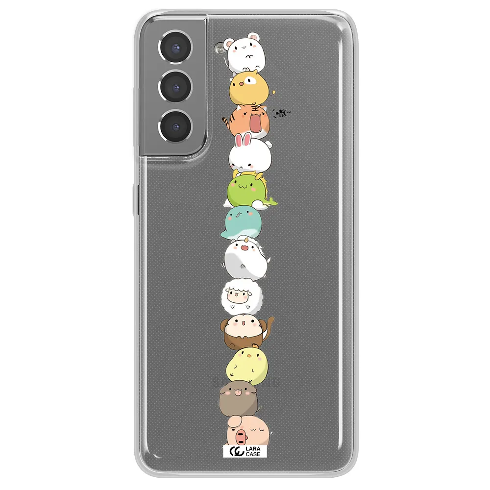 a stack of cartoon animals Samsung S21 Plus Clear TPU Case