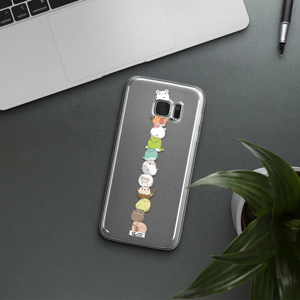 a stack of cartoon animals Samsung S7 Edge Clear TPU Case