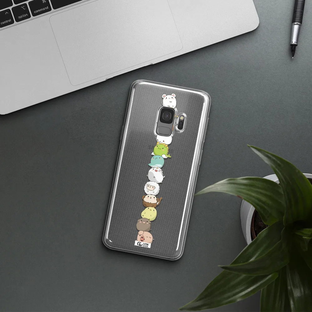 a stack of cartoon animals Samsung S9 Clear TPU Case