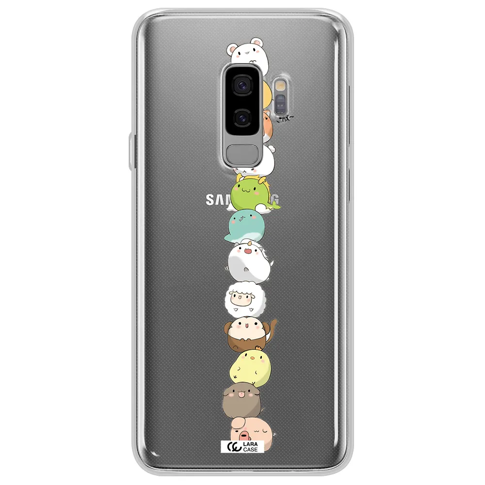 a stack of cartoon animals Samsung S9 Plus Clear TPU Case