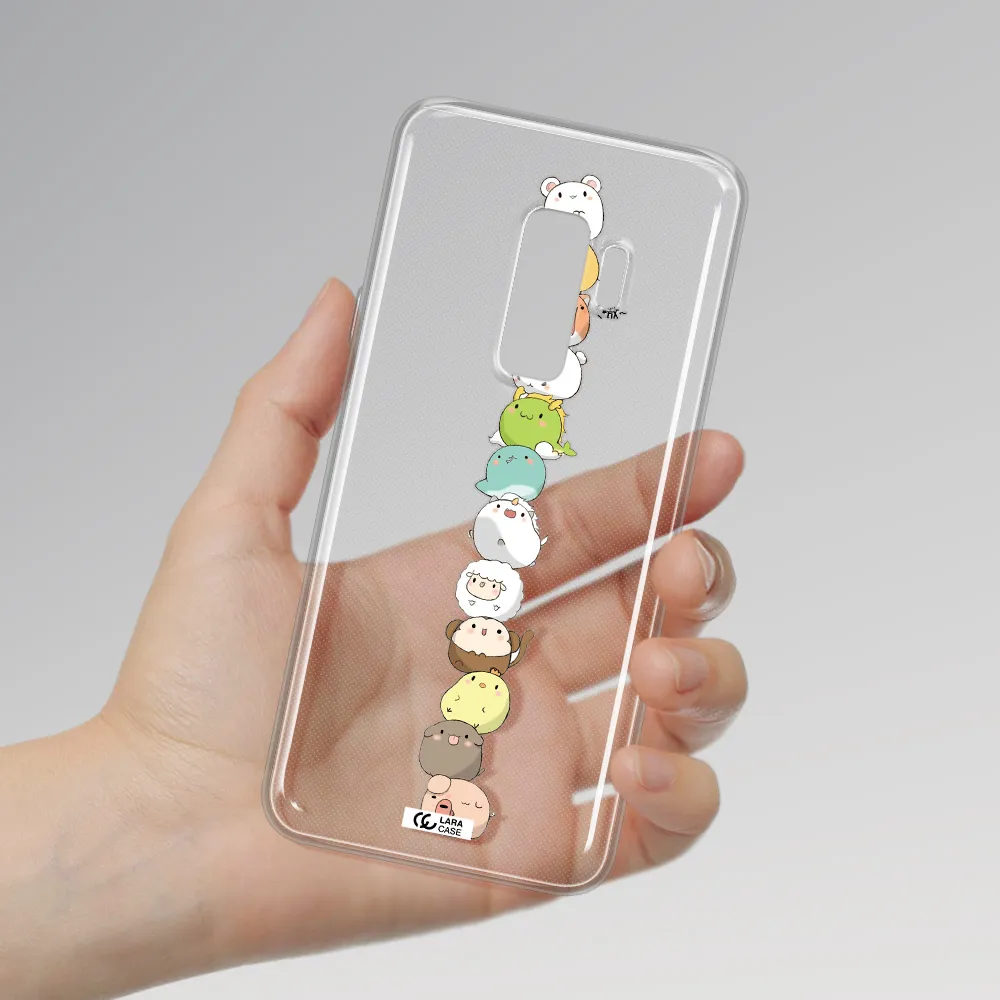 a stack of cartoon animals Samsung S9 Plus Clear TPU Case