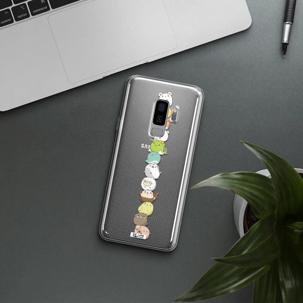 a stack of cartoon animals Samsung S9 Plus Clear TPU Case