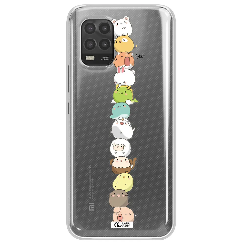a stack of cartoon animals Xiaomi Mi 10 Lite Clear TPU Case