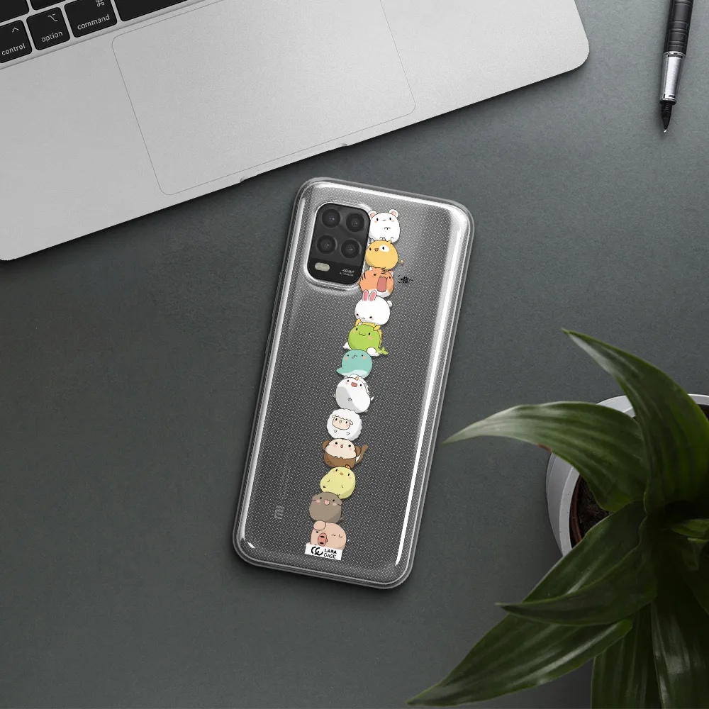 a stack of cartoon animals Xiaomi Mi 10 Lite Clear TPU Case