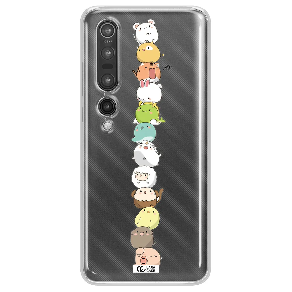 a stack of cartoon animals Xiaomi Mi 10 Pro Clear TPU Case