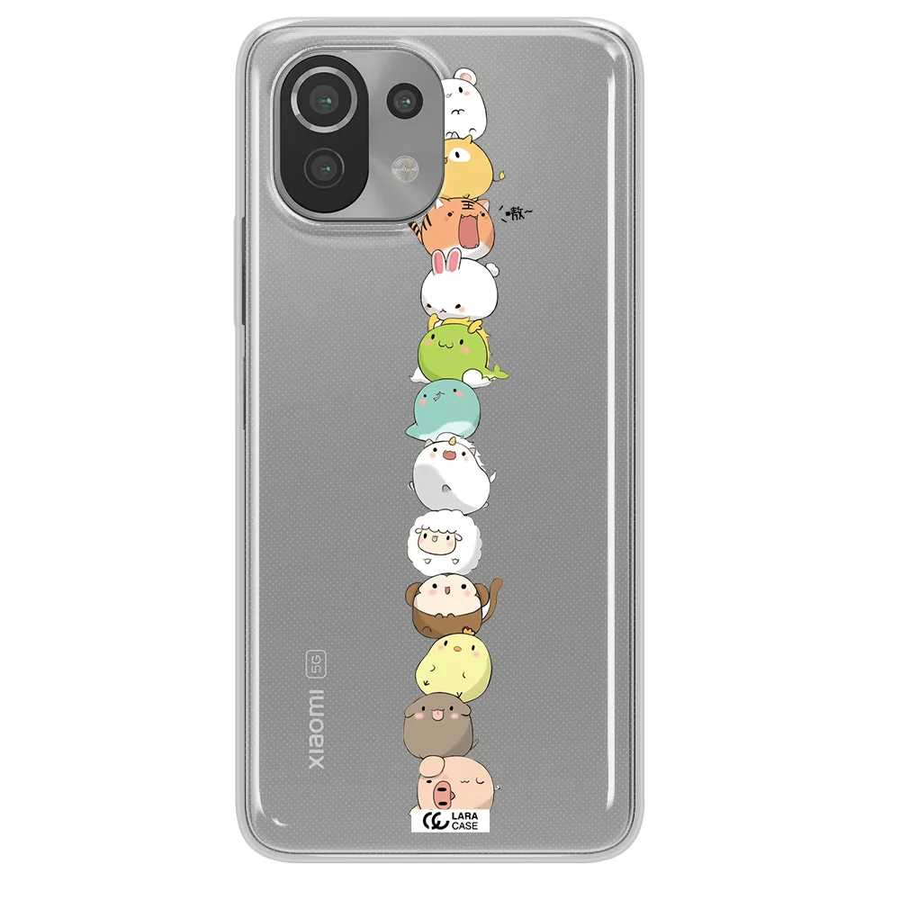 a stack of cartoon animals Xiaomi Mi 11 Lite Clear TPU Case