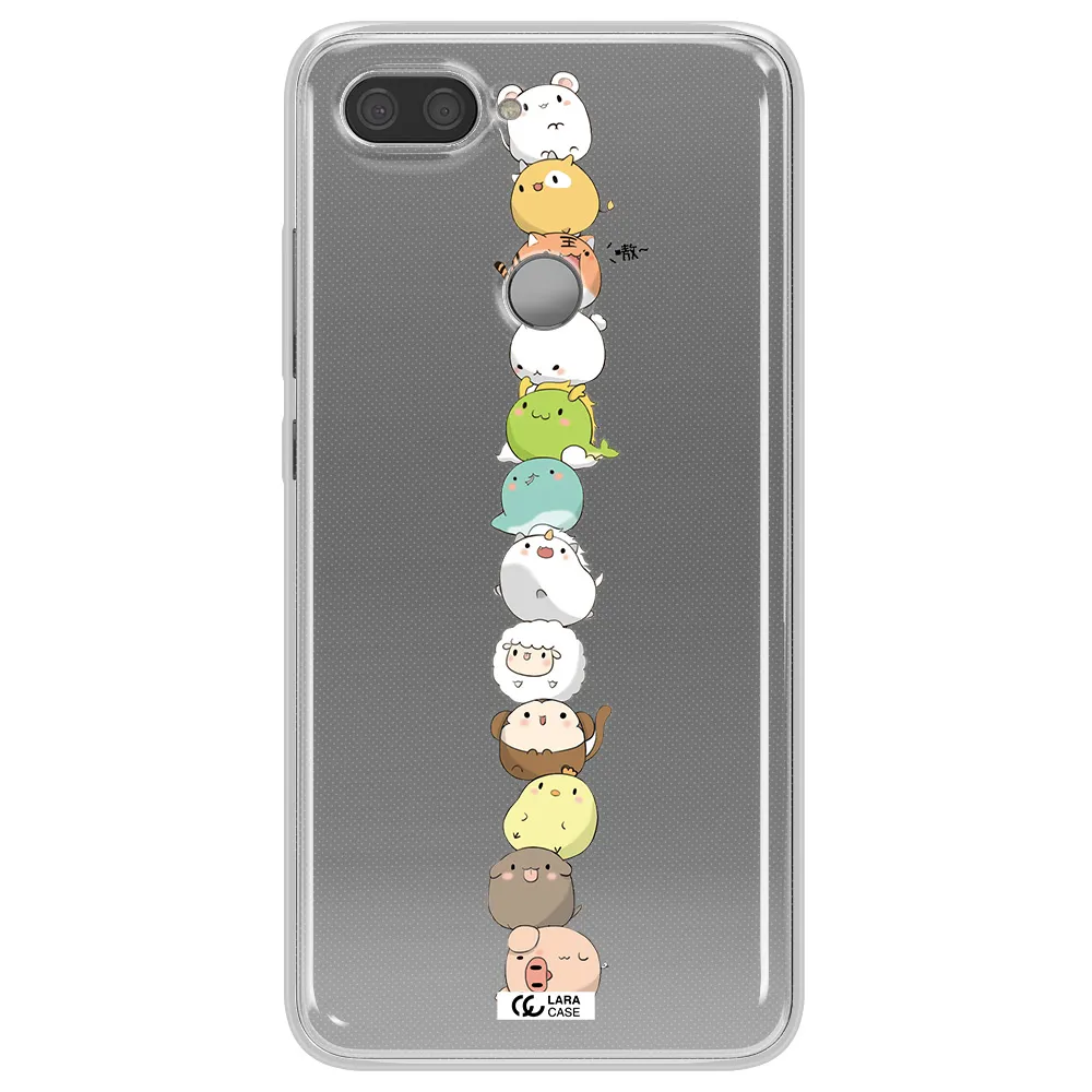 a stack of cartoon animals Xiaomi Mi 8 Lite Clear TPU Case
