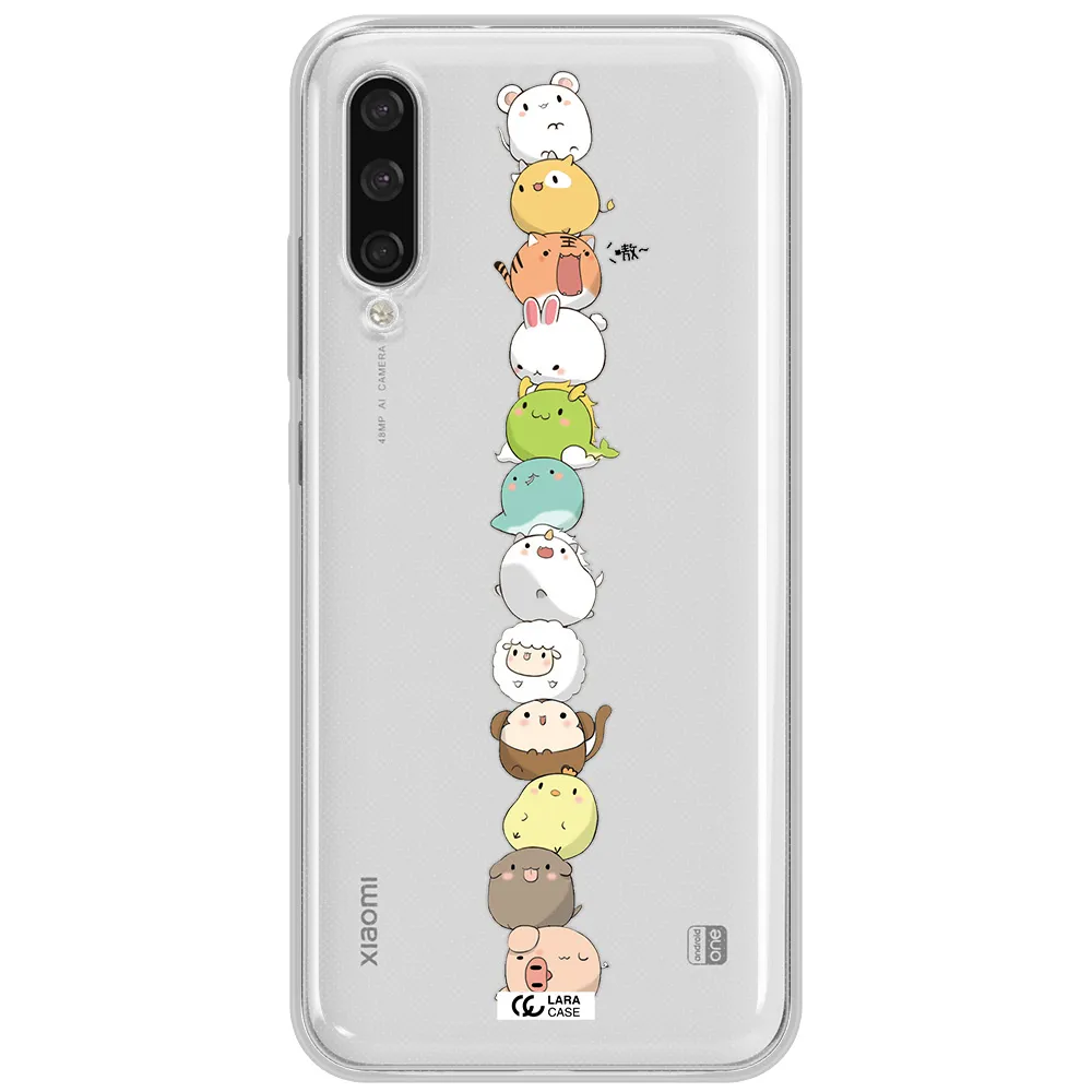 A Stack Of Cartoon Animals Xiaomi Mi A3 Clear Tpu Case