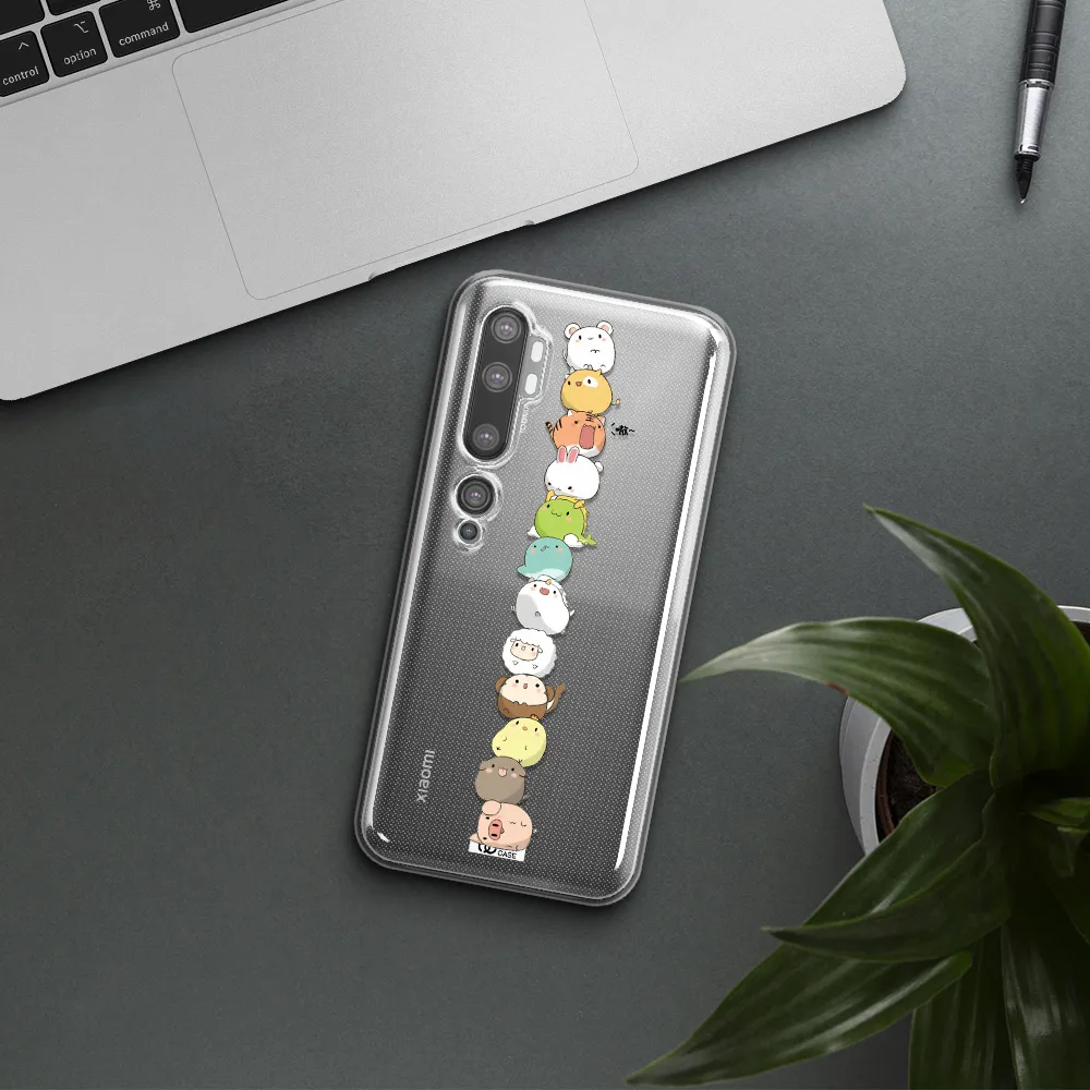 a stack of cartoon animals Xiaomi Mi Note 10 Clear TPU Case