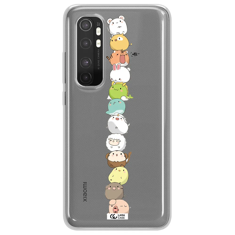 a stack of cartoon animals Xiaomi Mi Note 10 Lite Clear TPU Case