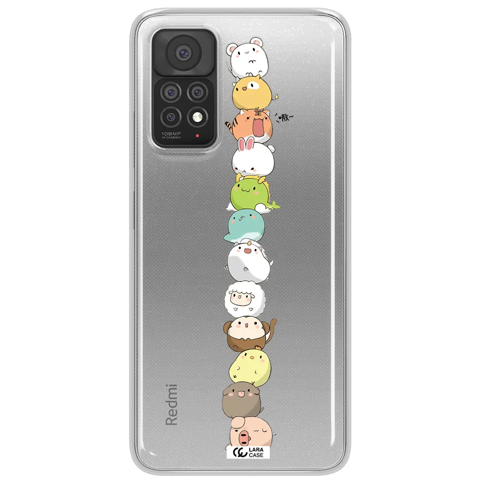a stack of cartoon animals Xiaomi Note 11 Pro Clear TPU Case