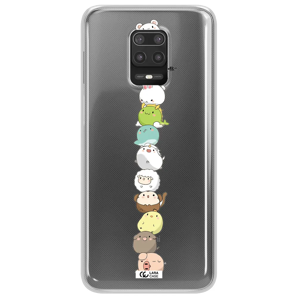 a stack of cartoon animals Xiaomi Note 9S Clear TPU Case