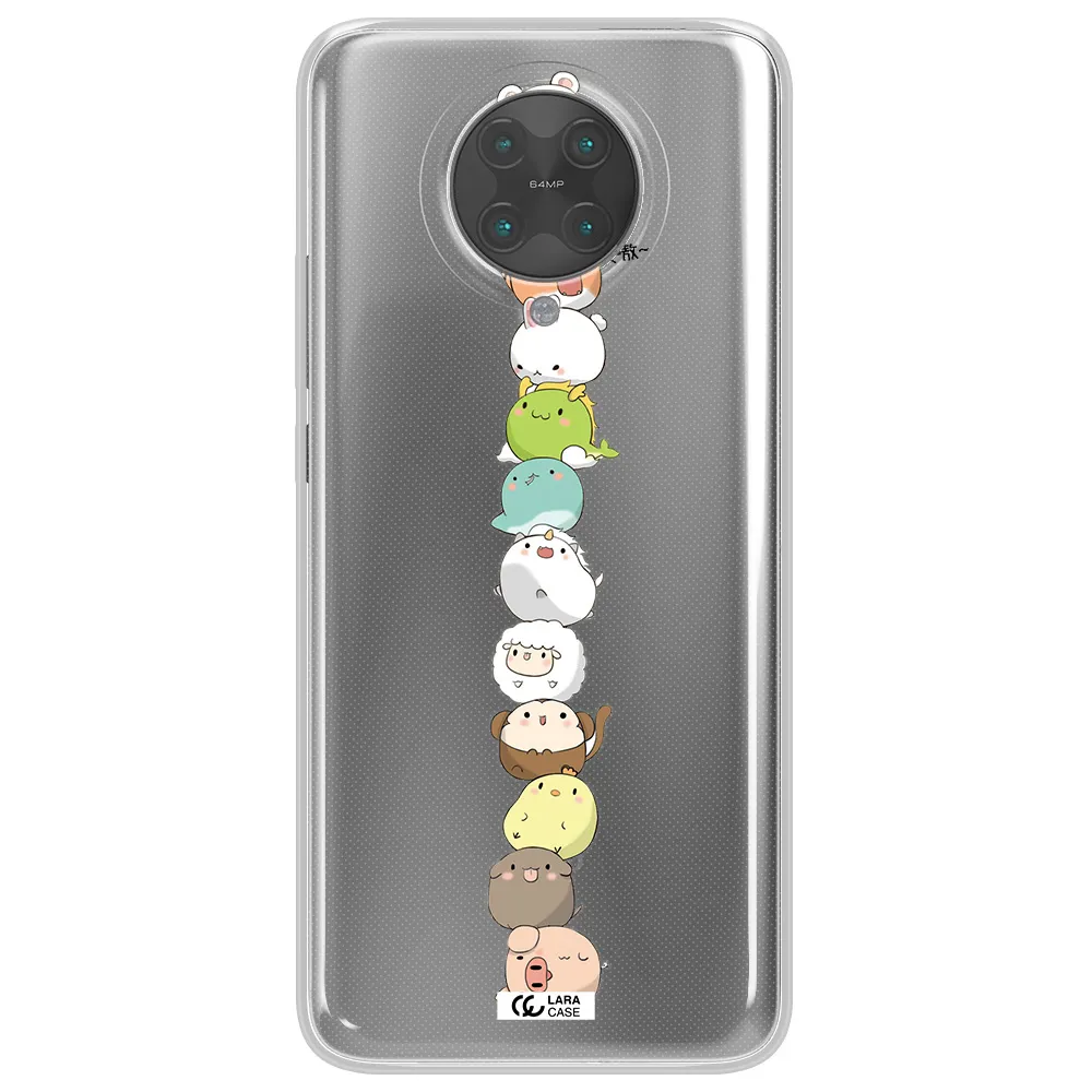 a stack of cartoon animals Xiaomi Poco F2 Pro Clear TPU Case