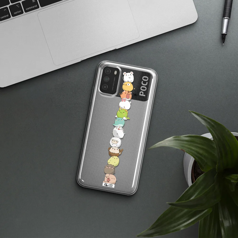 a stack of cartoon animals Xiaomi Poco M3 Clear TPU Case