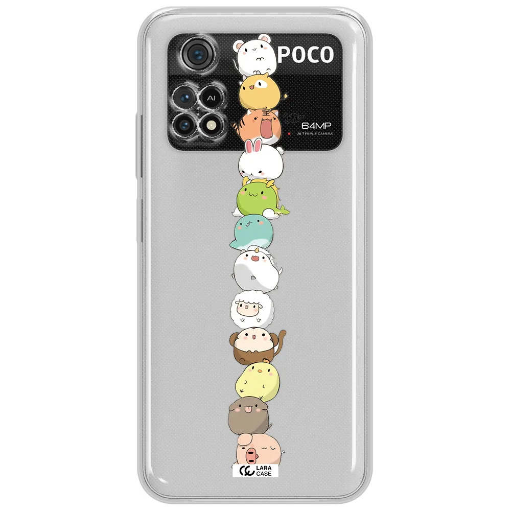 A Stack Of Cartoon Animals Xiaomi Poco M4 Pro 4G Clear Tpu Case