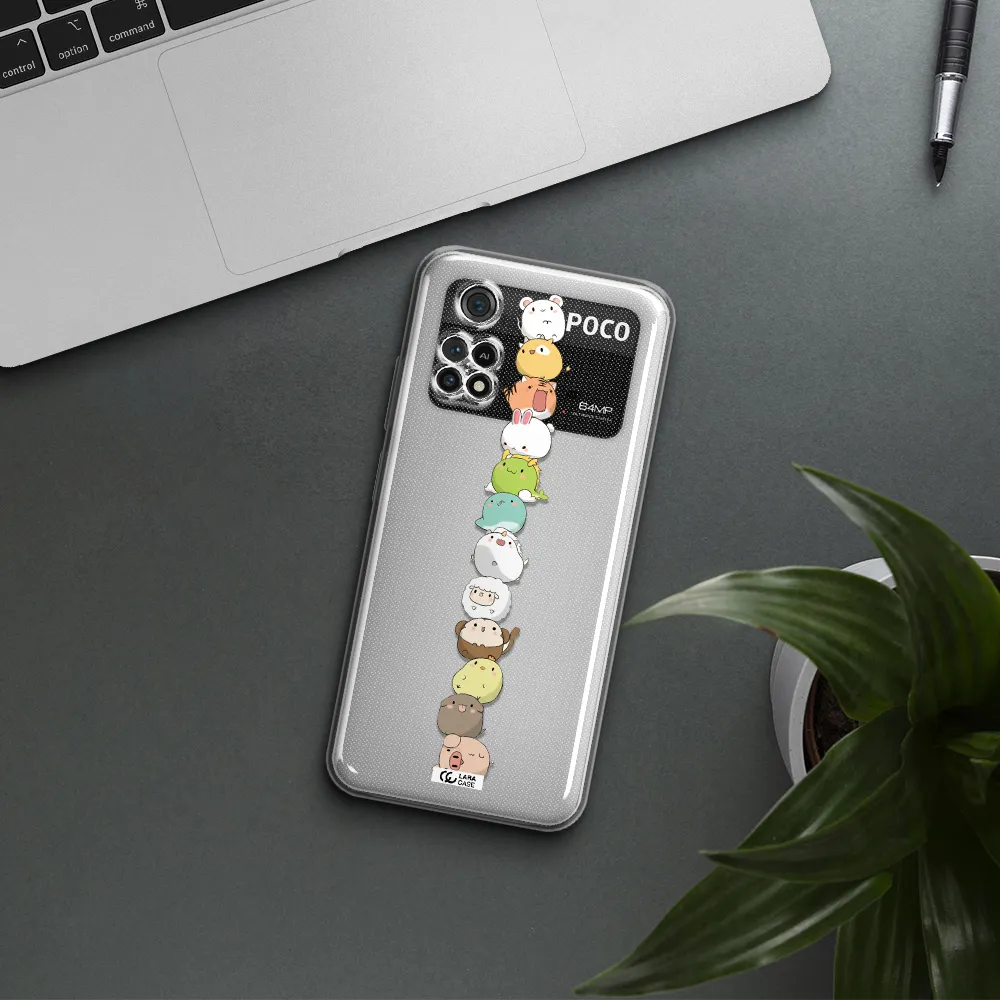 A Stack Of Cartoon Animals Xiaomi Poco M4 Pro 4G Clear Tpu Case